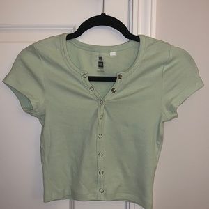 PacSun Mint Green Cropped Shirt